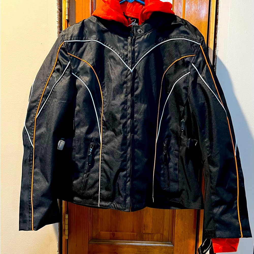 NexGen SH1960 Women’s Hooded Jacket with Reflective Piping Motorcycle Jacket